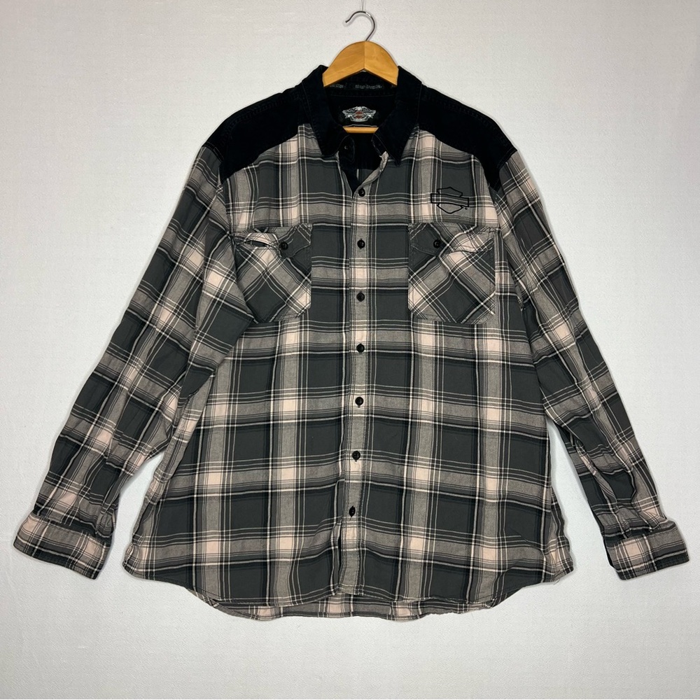 Harley Davidson Plaid Button Up Embroidered Mens Long Sleeve Shirt